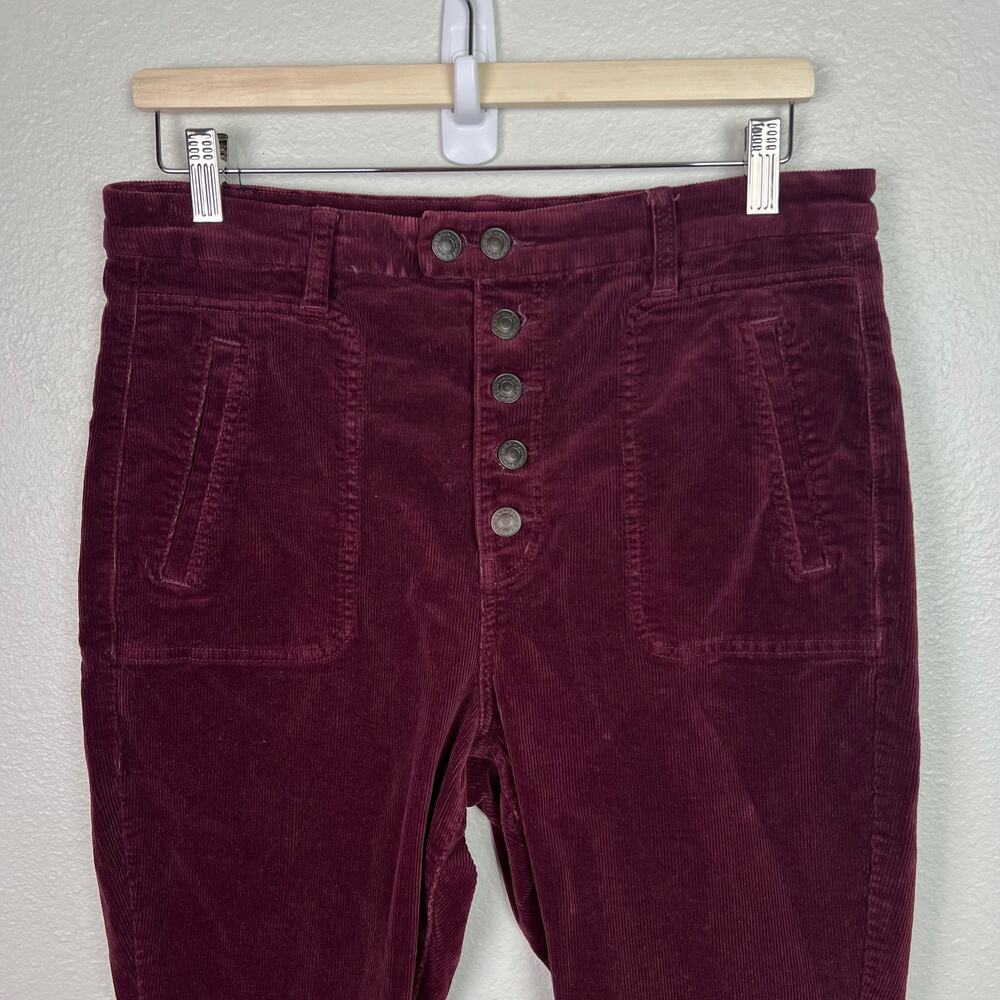 American Eagle Sz 12 X-Short Maroon Corduroy Curvy Hi-Rise Jegging Button Fly - Picture 2 of 10